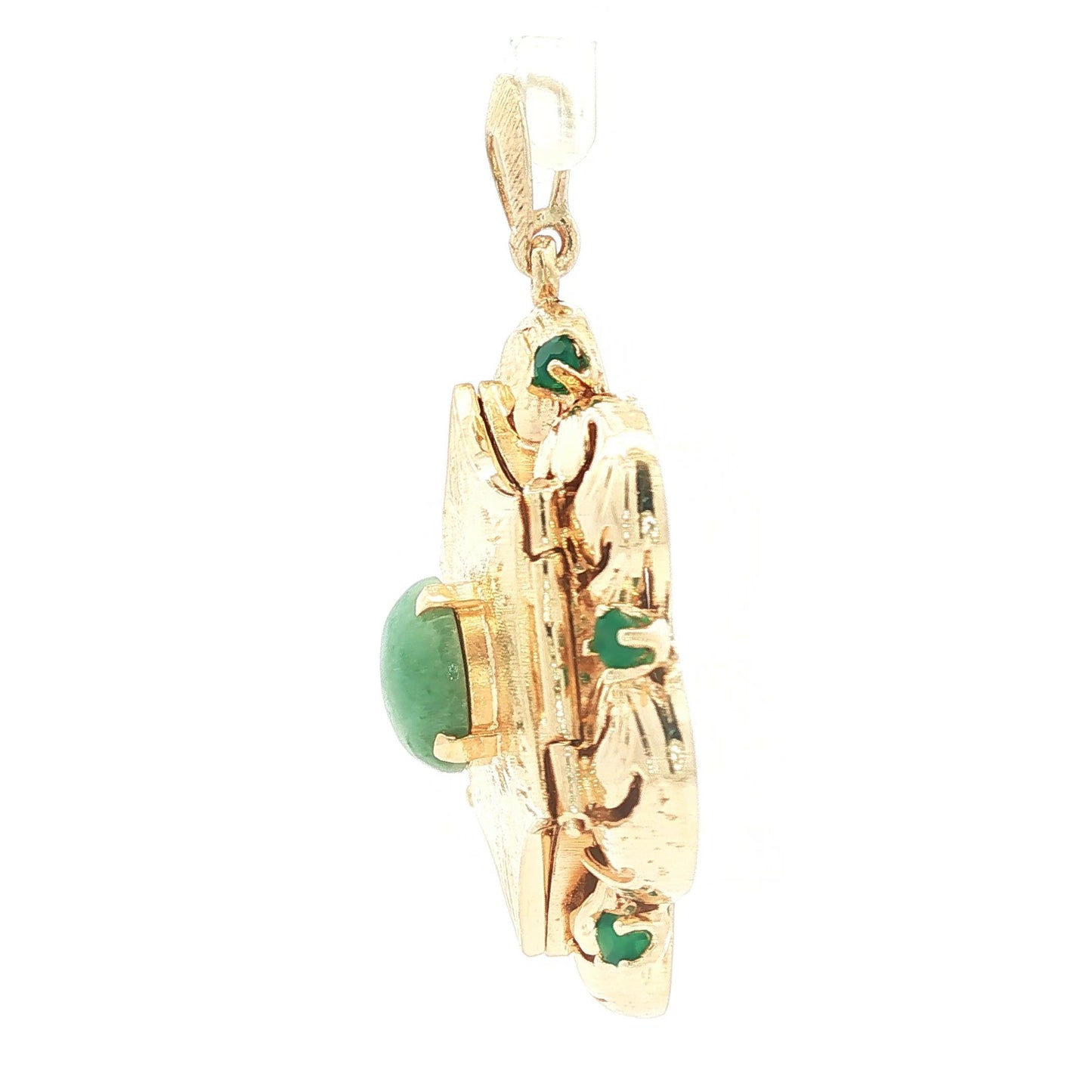 Mid-Century 14k yellow gold Locket with Nephrite Jade and Green Onyx