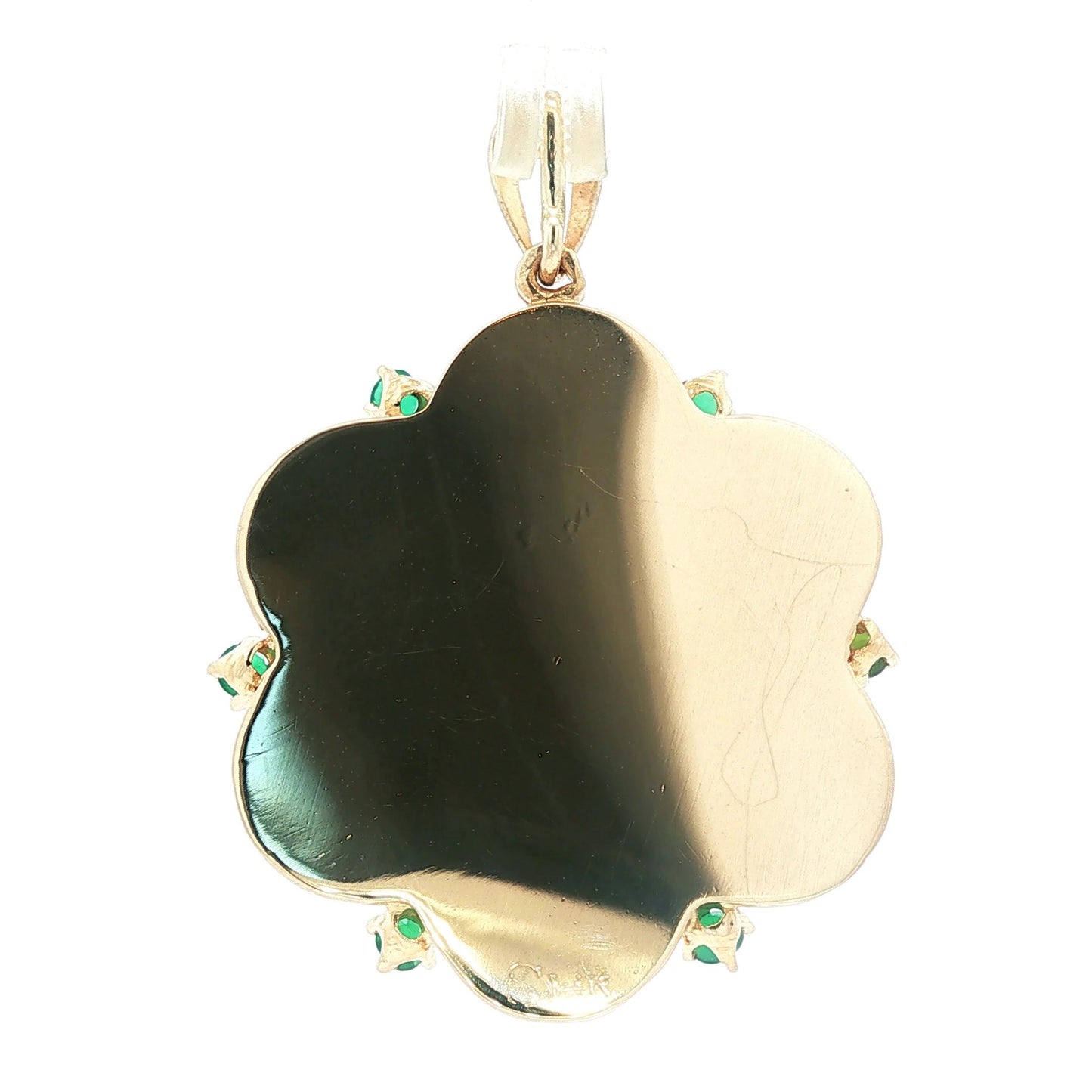Mid-Century 14k yellow gold Locket with Nephrite Jade and Green Onyx