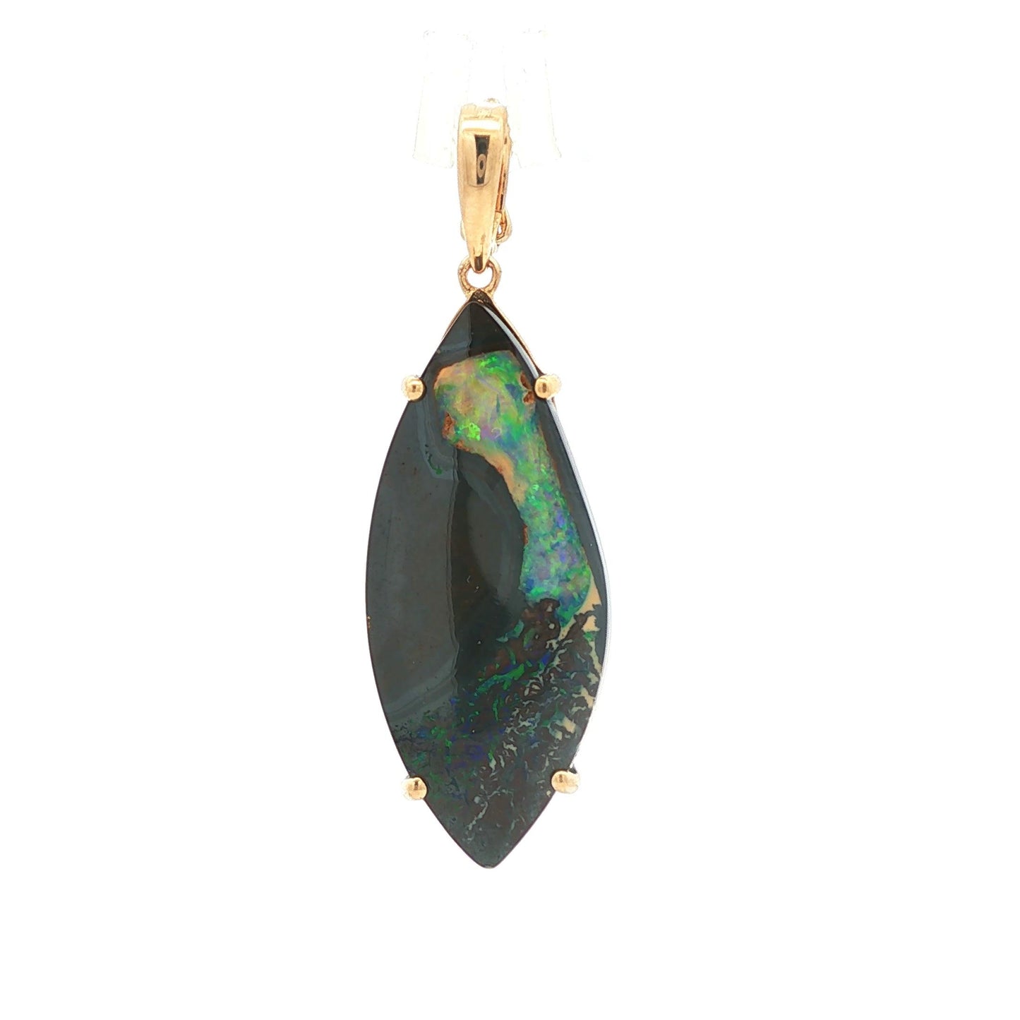 Vintage 14.8 Carat Boulder Opal Pendant in 14k Yellow Gold