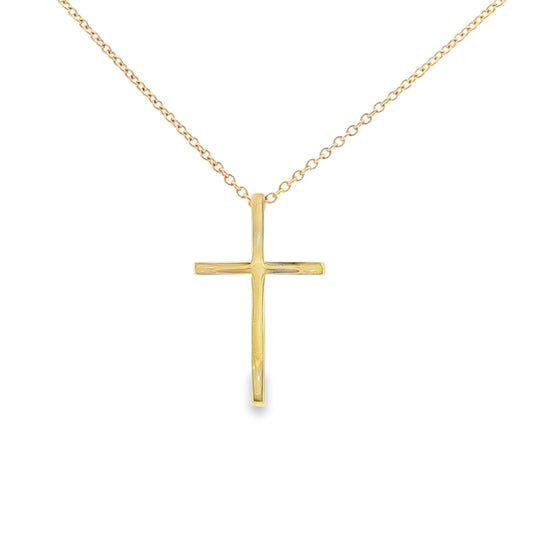 Vintage Heavy Polished 14k yellow gold Cross on an 18" Cable Chain