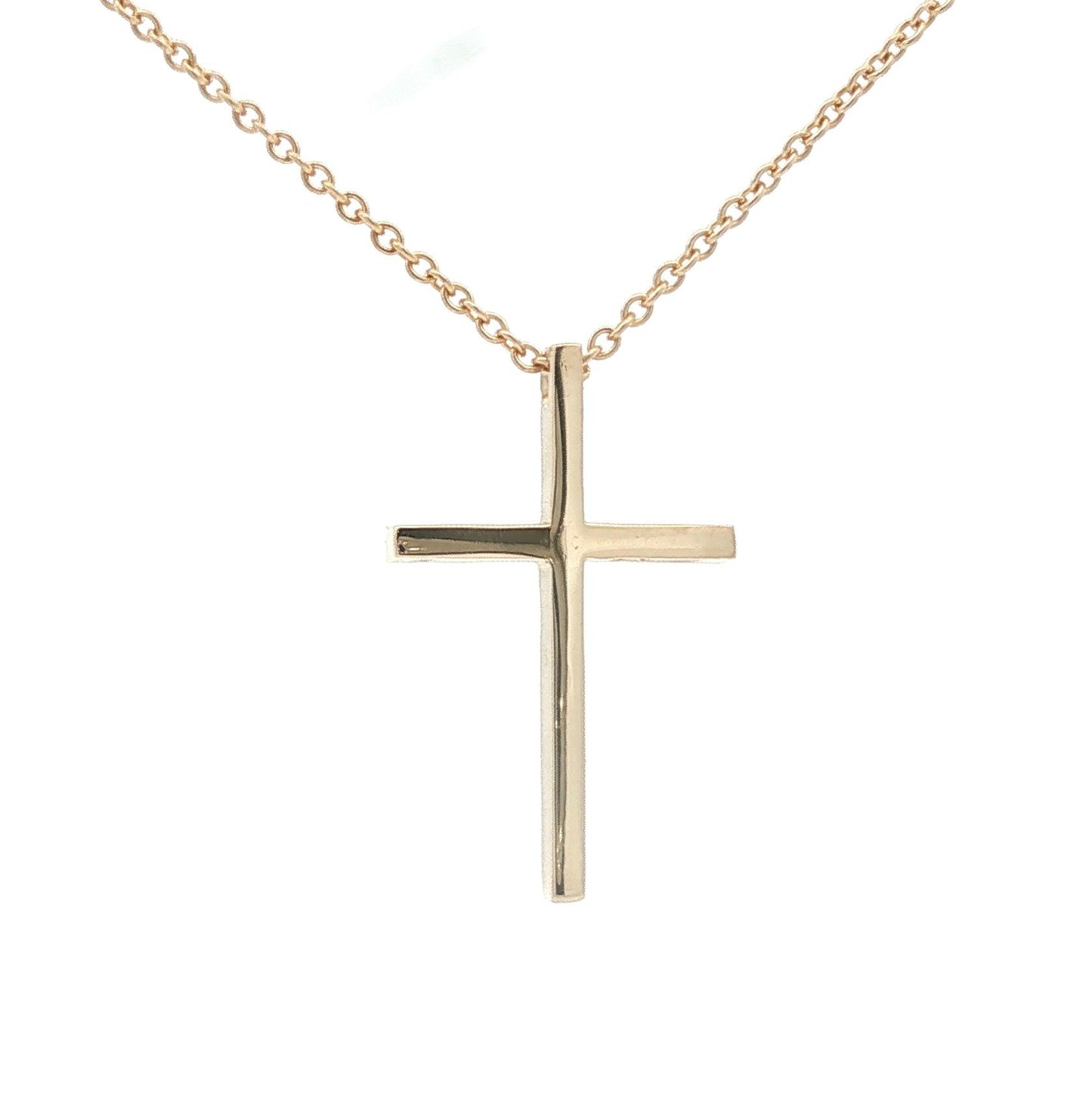 Vintage Heavy Polished 14k yellow gold Cross on an 18" Cable Chain