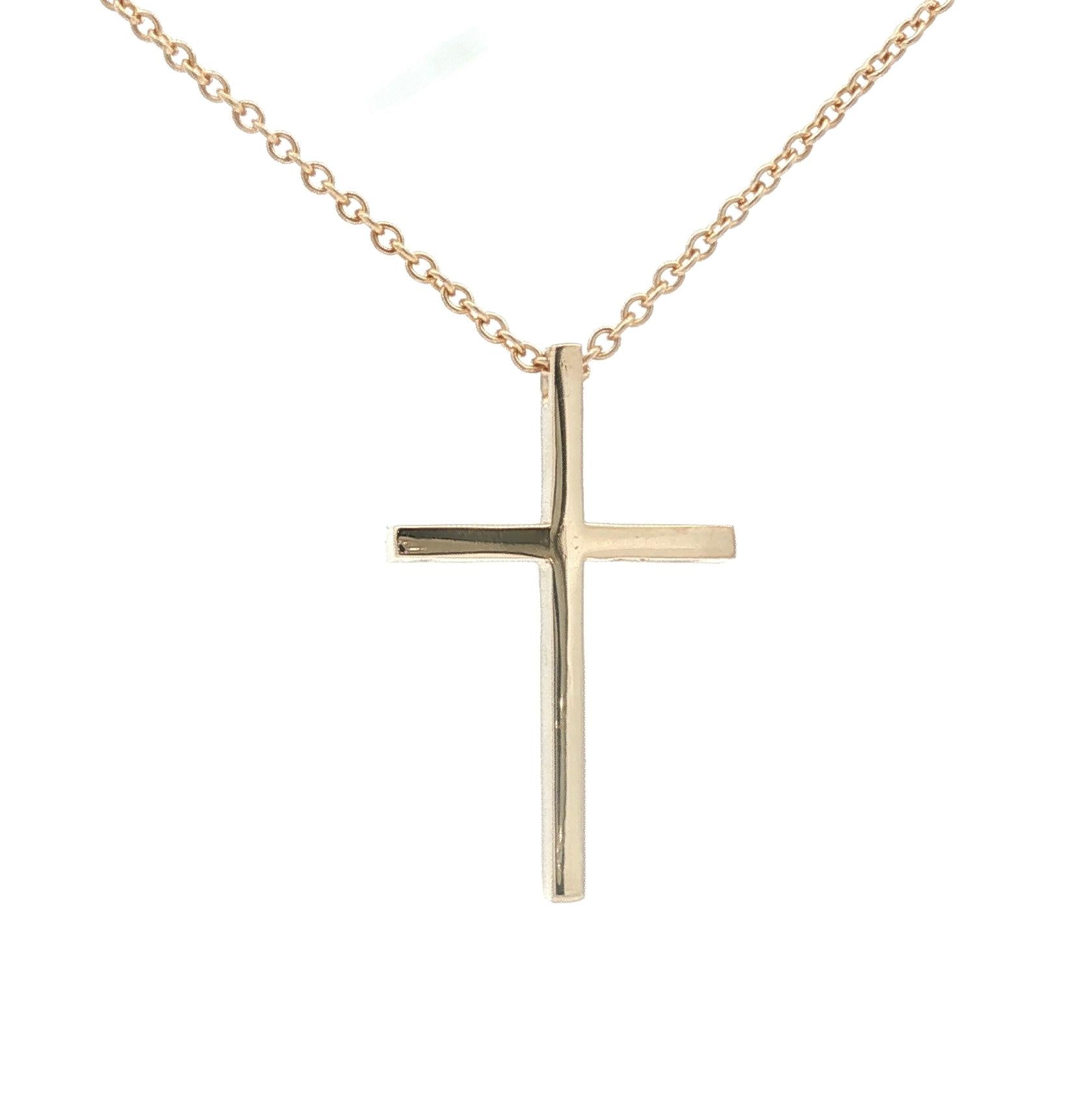 Vintage Heavy Polished 14k yellow gold Cross on an 18" Cable Chain