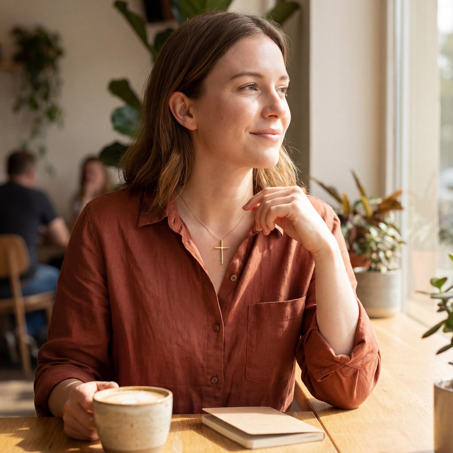 Vintage Heavy Polished 14k yellow gold Cross on an 18" Cable Chain