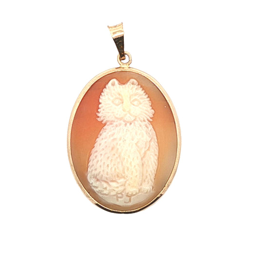 Vintage M+M Scognamiglio Cat Cameo Pendant