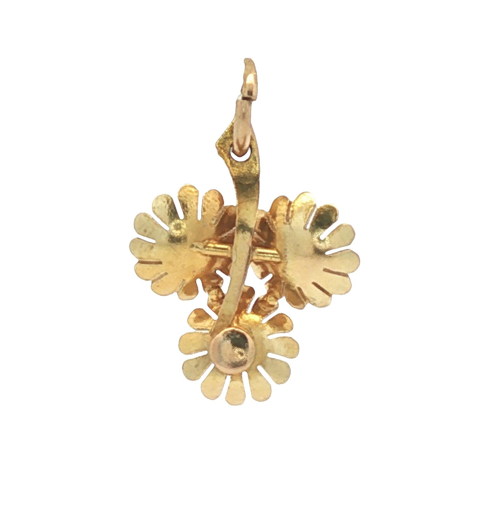 Vintage Bouquet of Enameled Daisies in 14k yellow gold