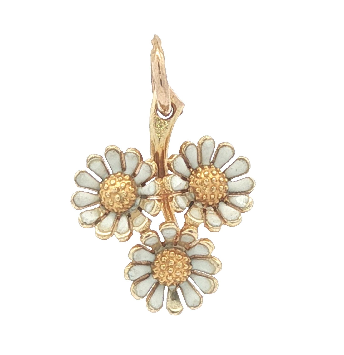 Vintage Bouquet of Enameled Daisies in 14k yellow gold