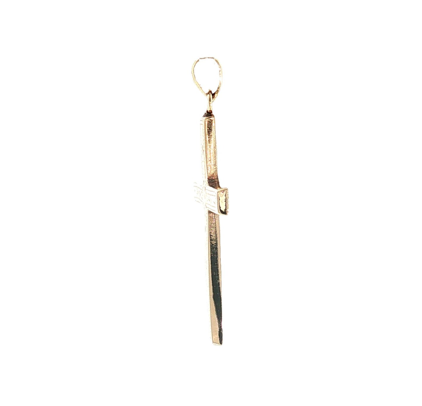 Mid-Century 14k Yellow Gold Engraved Cross