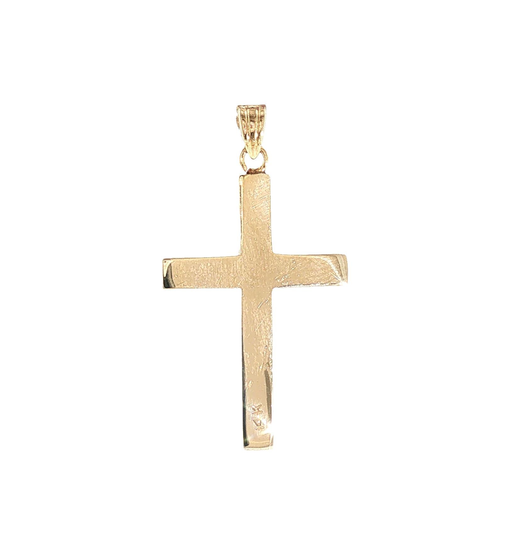 Mid-Century 14k Yellow Gold Engraved Cross