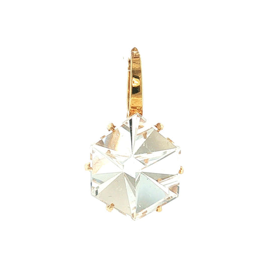 Late 20th-Century 14kyg Mirror Faceted Quartz Clip Pendant