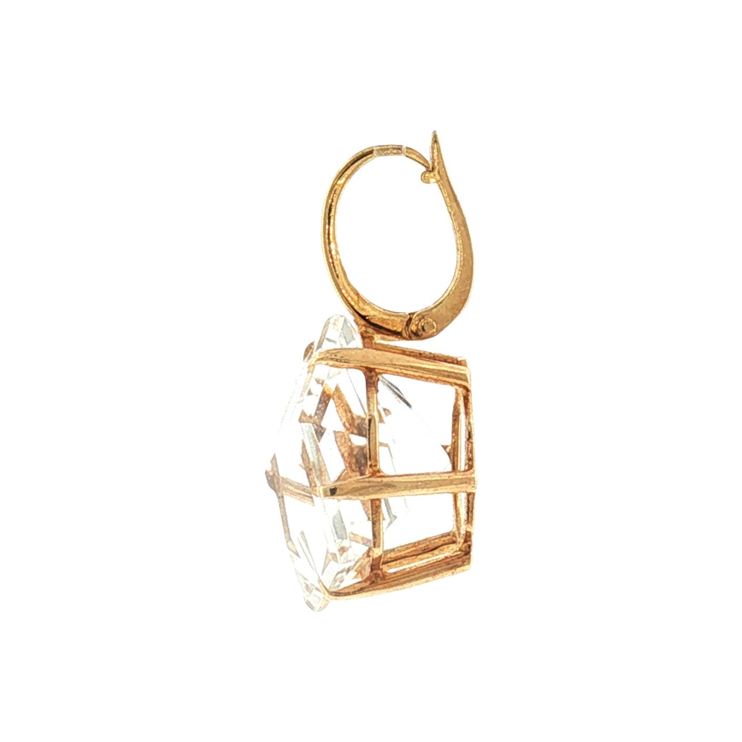Late 20th-Century 14kyg Mirror Faceted Quartz Clip Pendant