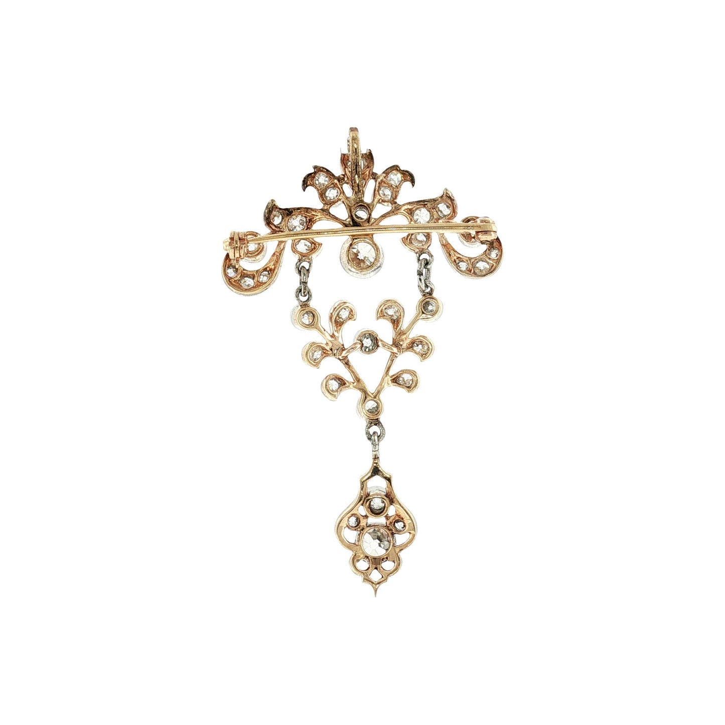 Edwardian Platinum over Gold Old Mine Cut Diamond Pin/ Pendant