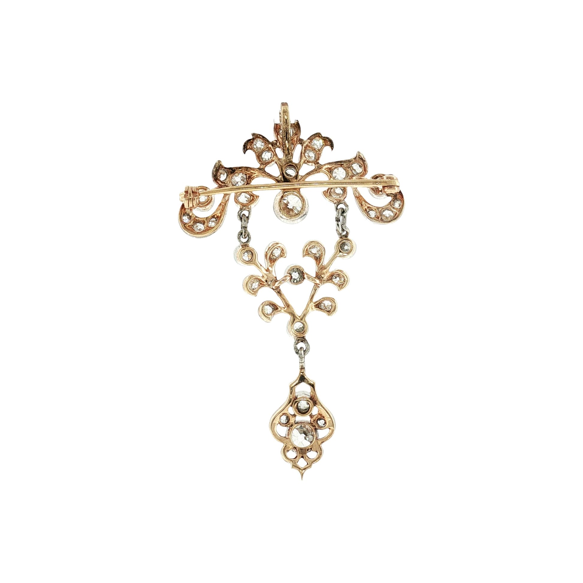 Edwardian Platinum over Gold Old Mine Cut Diamond Pin/ Pendant