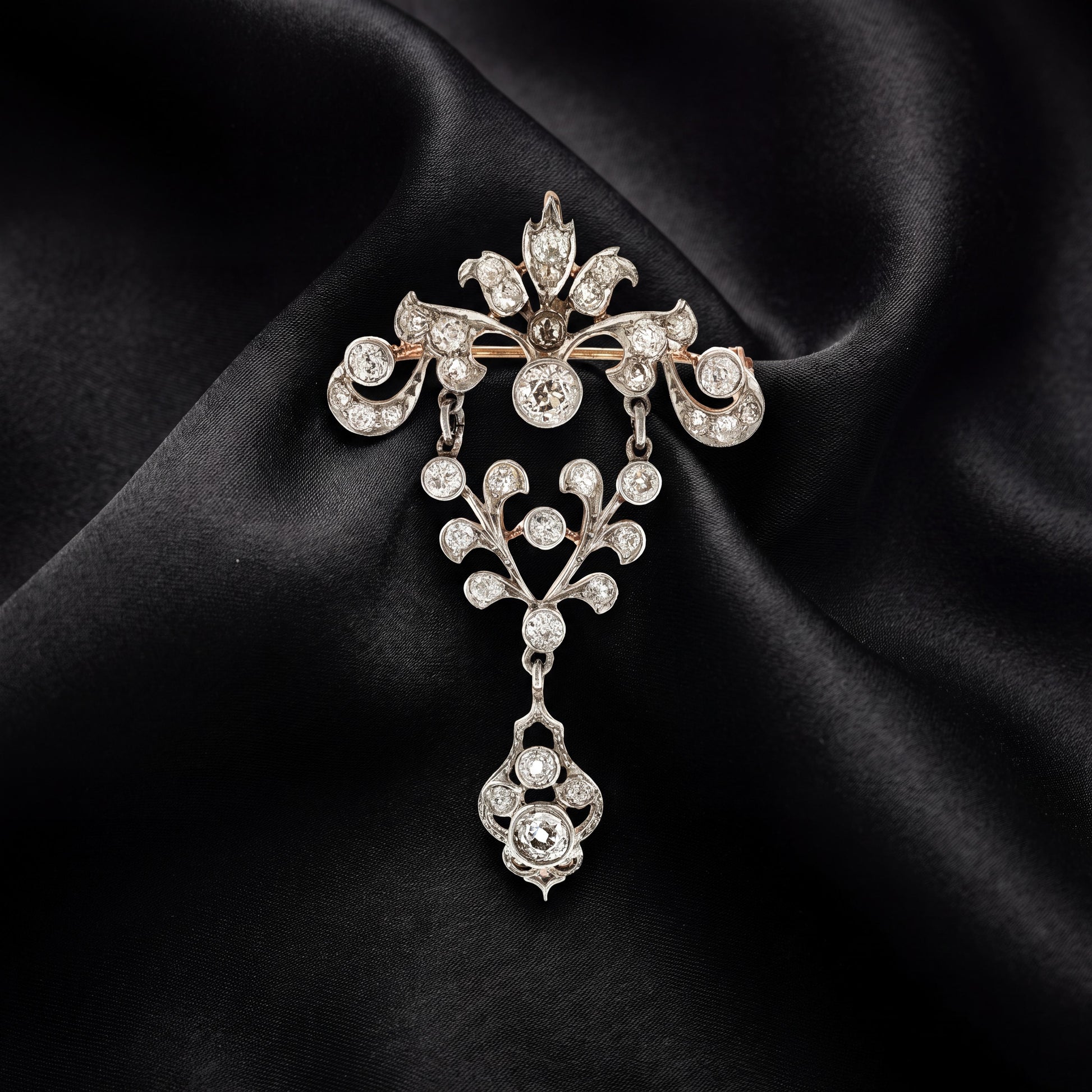 Edwardian Platinum over Gold Old Mine Cut Diamond Pin/ Pendant