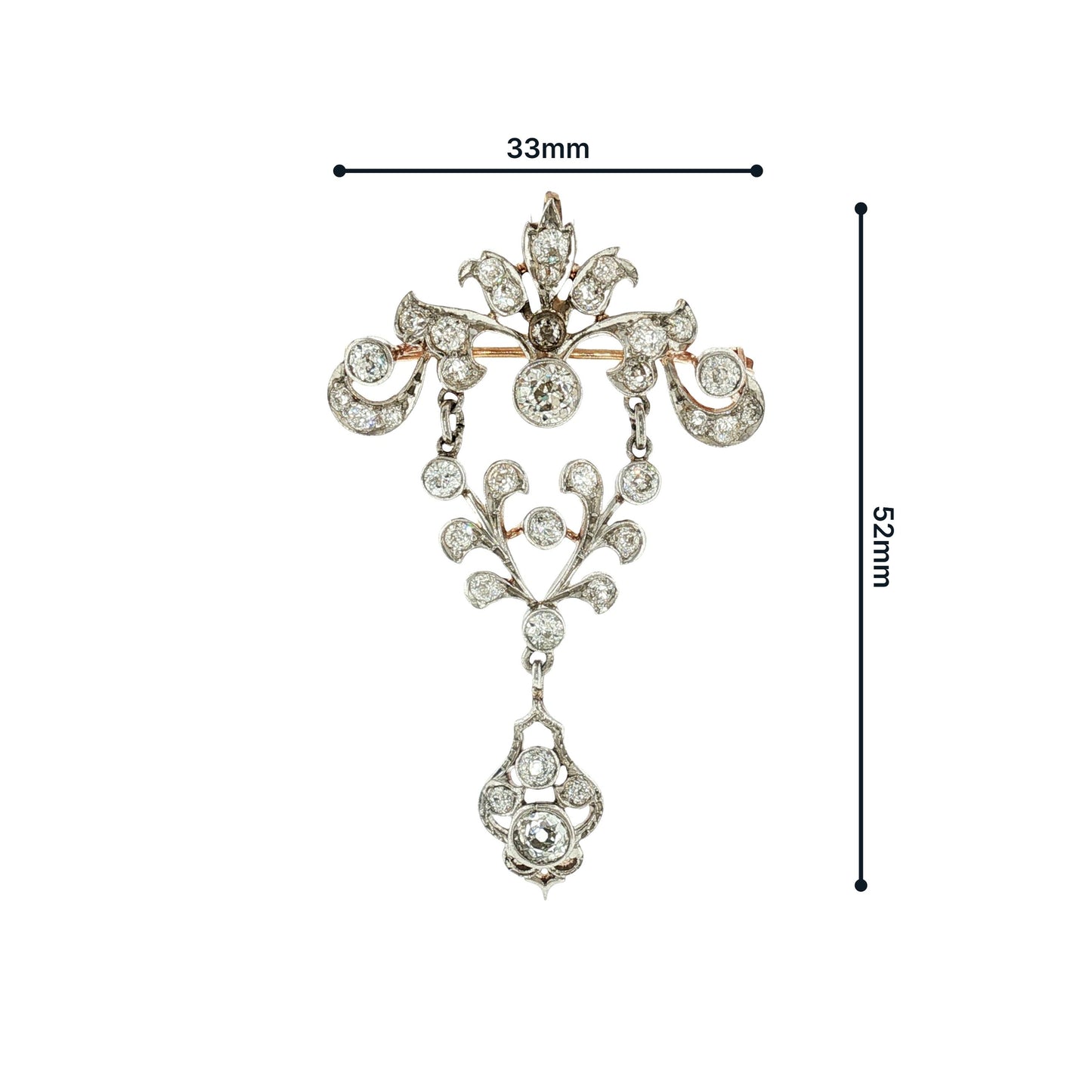 Edwardian Platinum over Gold Old Mine Cut Diamond Pin/ Pendant
