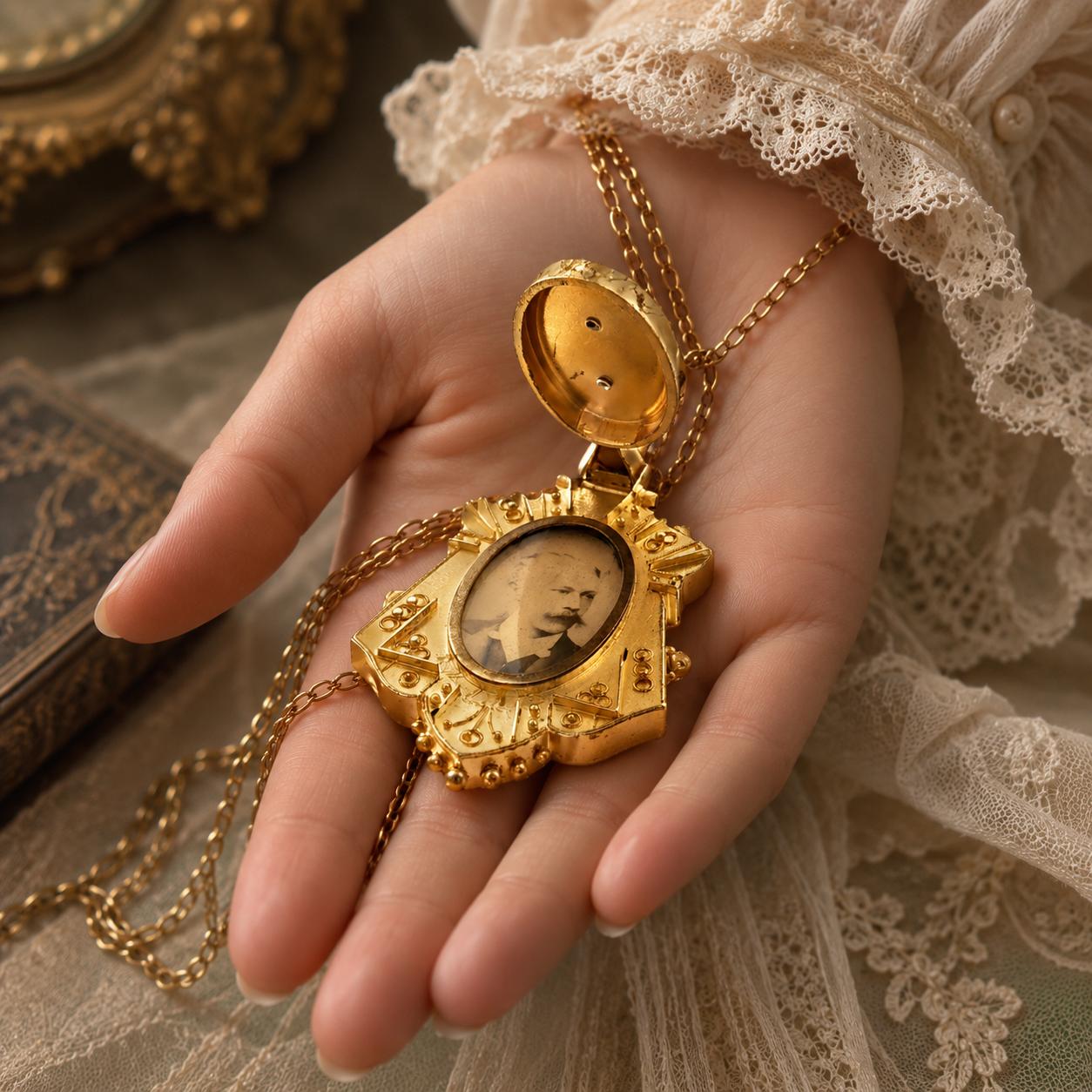 Victorian 14k Bloomed Gold Seed Pearl Ornate Locket