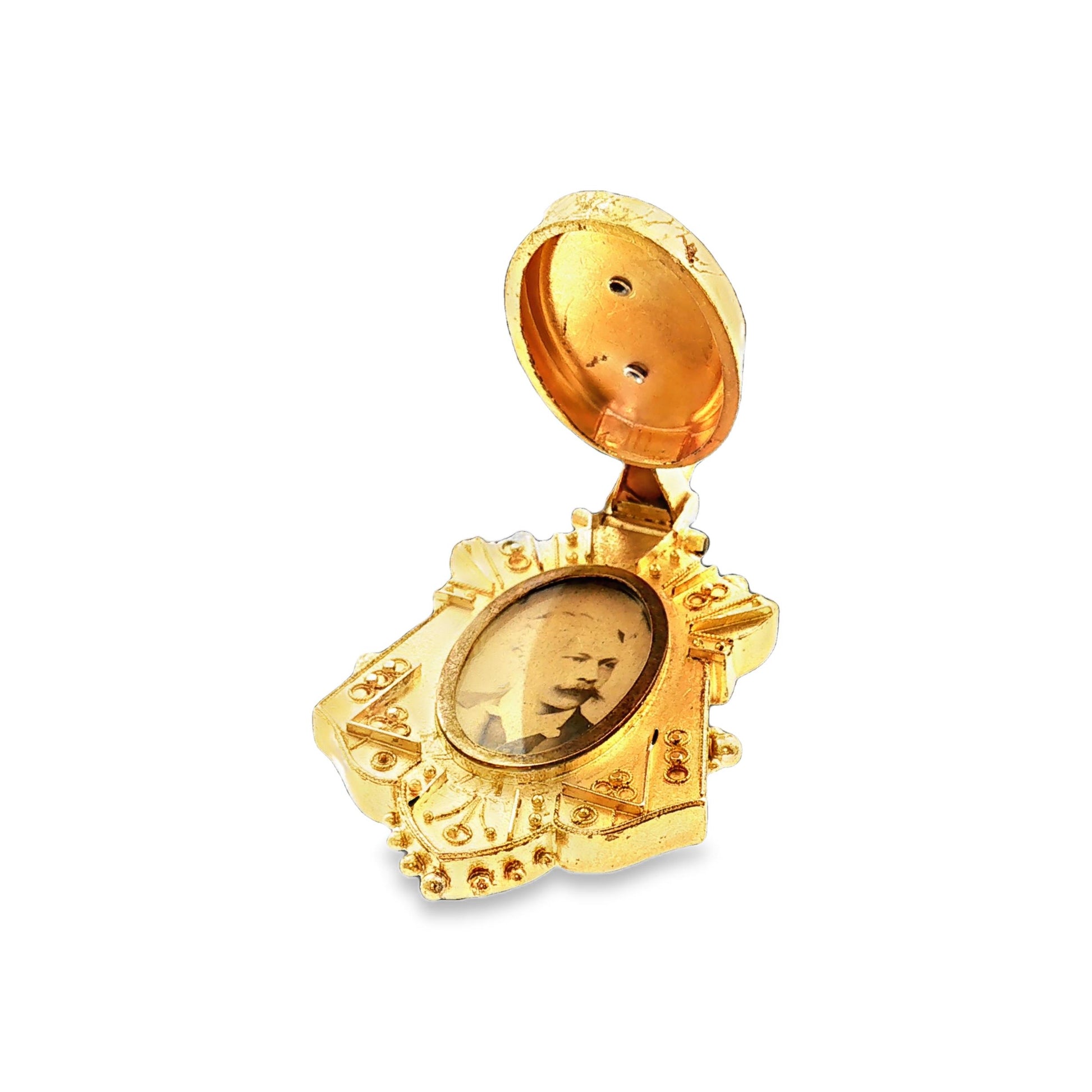 Victorian 14k Bloomed Gold Seed Pearl Ornate Locket