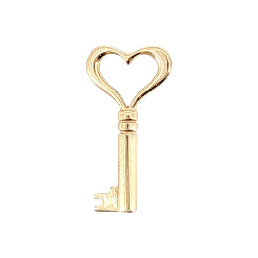 14 Karat Yellow Gold Vintage Breakell Heart Key Pendant