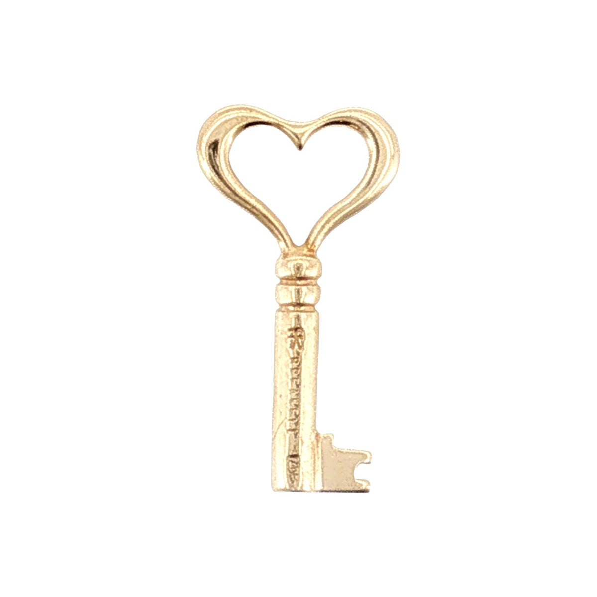 14 Karat Yellow Gold Vintage Breakell Heart Key Pendant