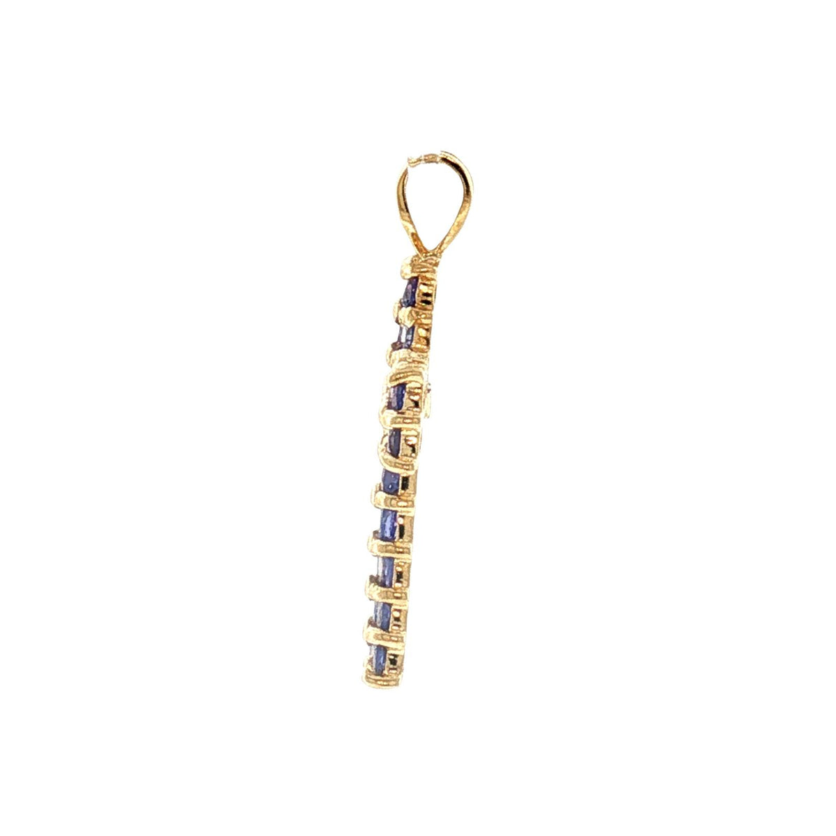 Late 20th-Century 14 Karat Yellow Gold Natural Tanzanite Cross Pendant