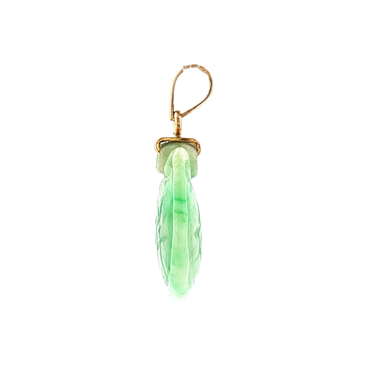 Late 20th-Century Carved Jadeite 18 Karat Bail Pendant