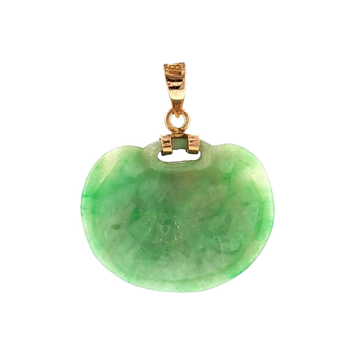 Late 20th-Century Carved Jadeite 18 Karat Bail Pendant