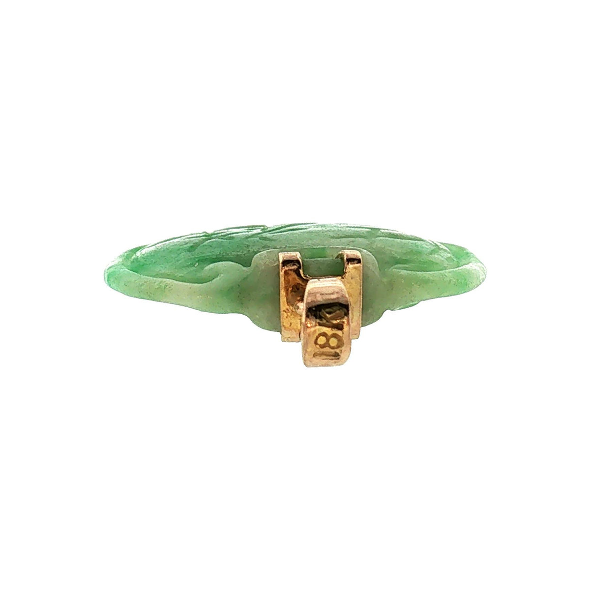 Late 20th-Century Carved Jadeite 18 Karat Bail Pendant