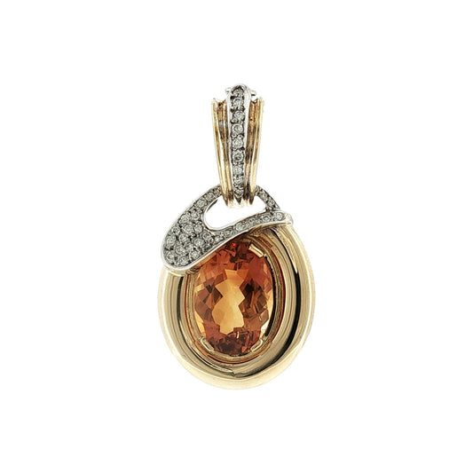 A Late 20th-Century 18 Karat Two Tone Citrine and Diamond Clip Pendant