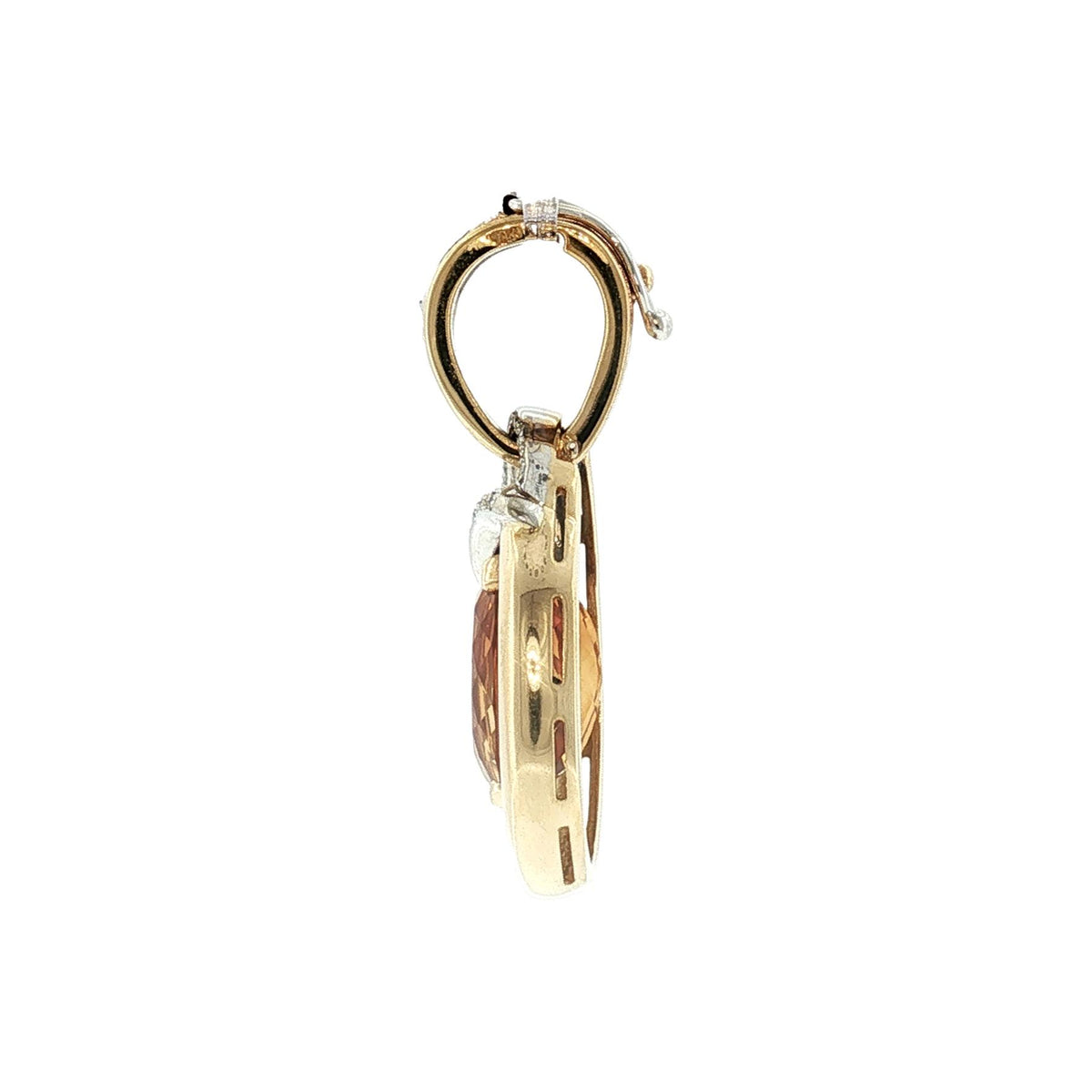 A Late 20th-Century 18 Karat Two Tone Citrine and Diamond Clip Pendant