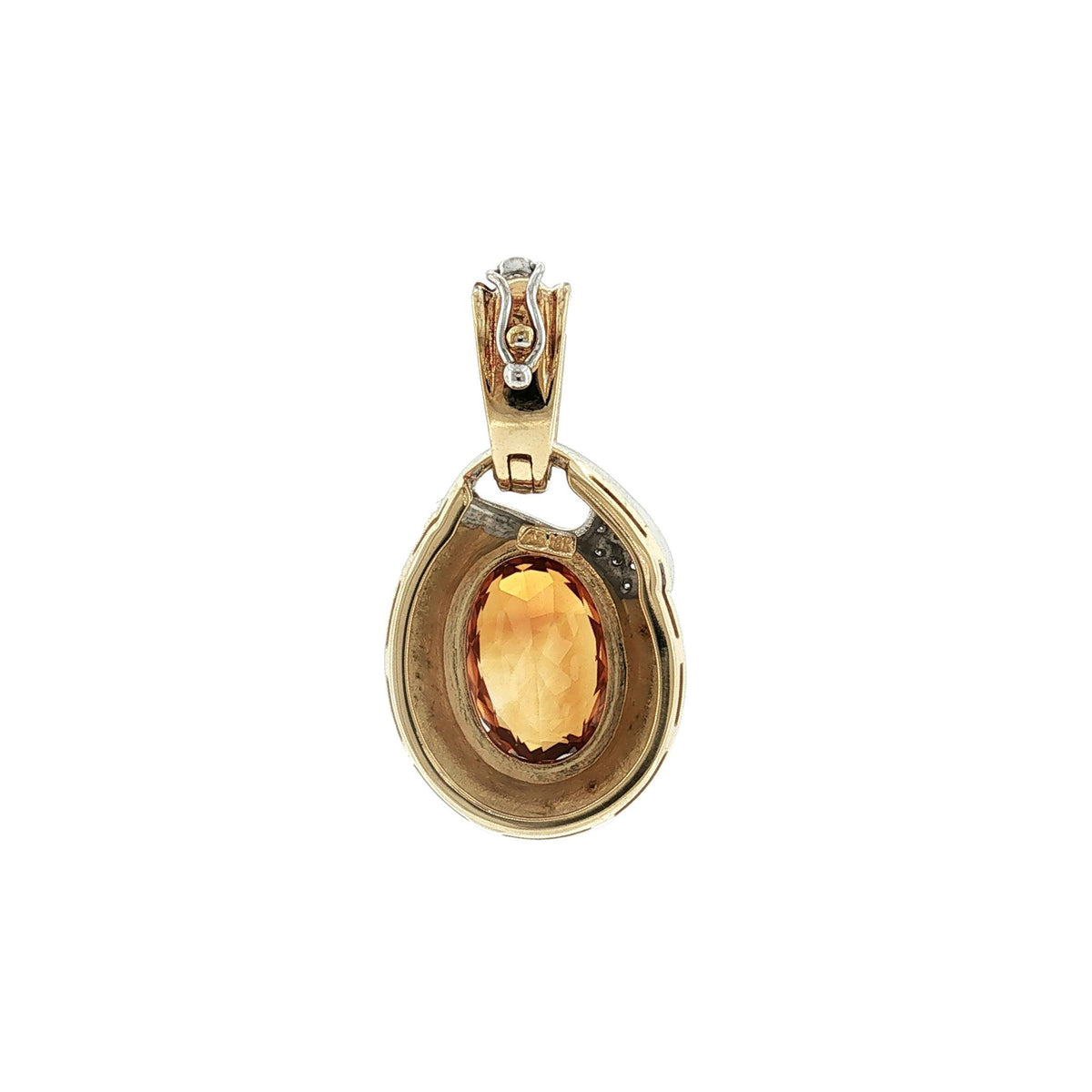 A Late 20th-Century 18 Karat Two Tone Citrine and Diamond Clip Pendant
