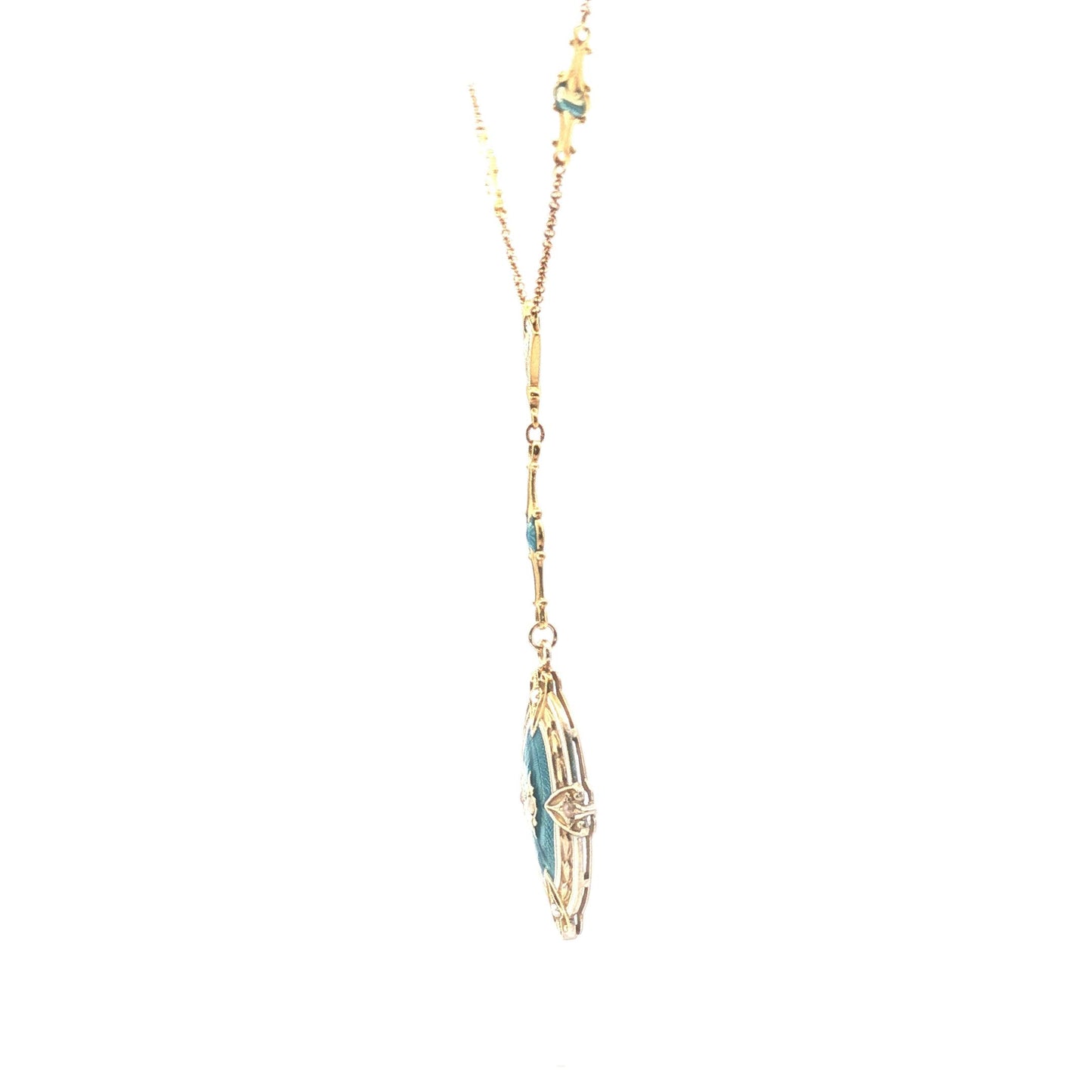 Guilloche enamel 1930's station necklace