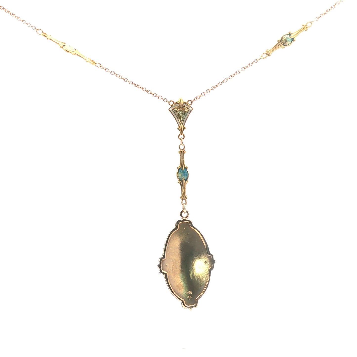 Guilloche enamel 1930's station necklace