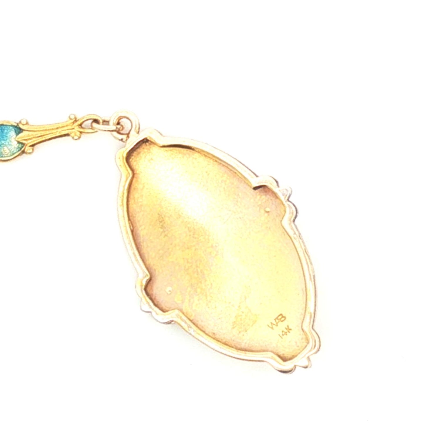 Guilloche enamel 1930's station necklace