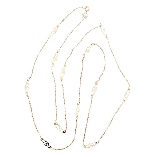 Vintage 10k yellow gold Pierced Link 26" Station Necklace