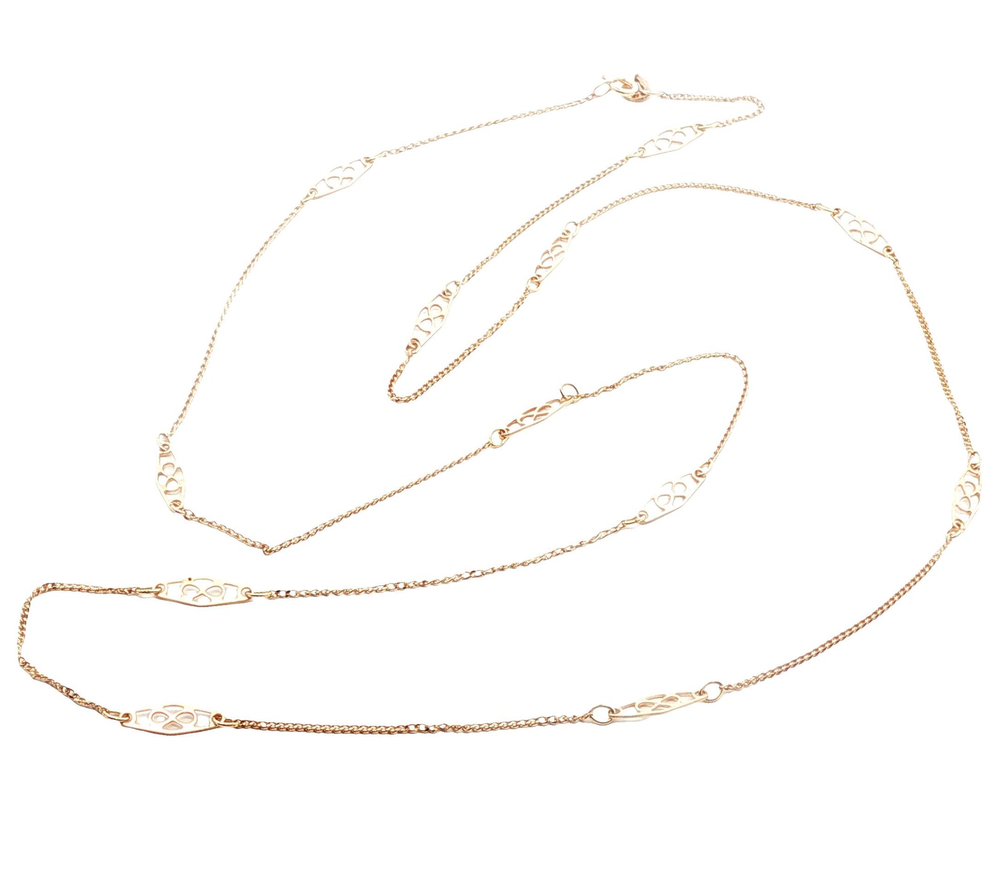 Vintage 10k yellow gold Pierced Link 26" Station Necklace