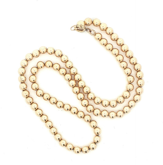 Vintage 10k yellow gold 16" bead necklace