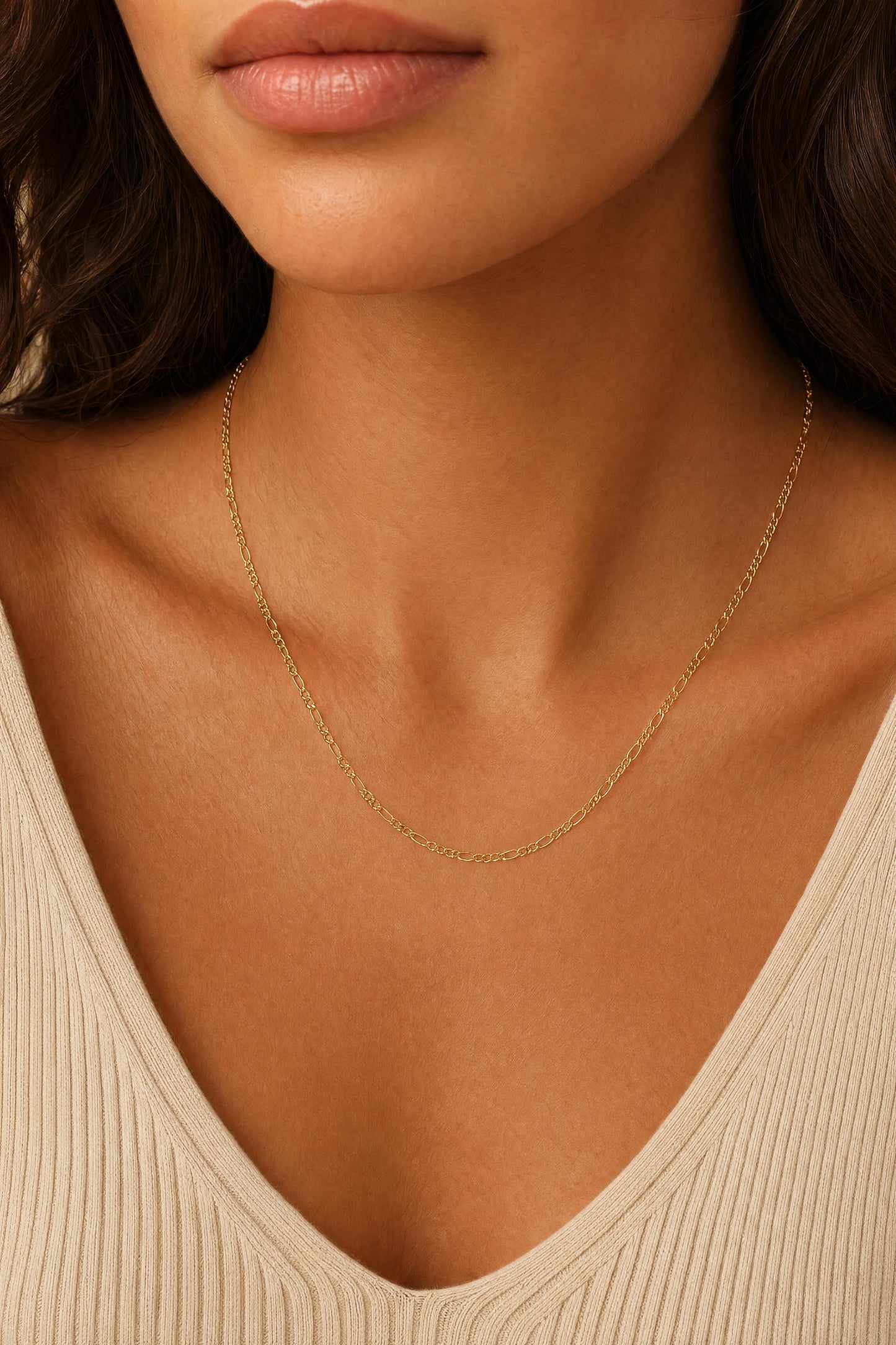 Vintage 14k Yellow Gold 18" 2.3mm Figaro Neck Chain