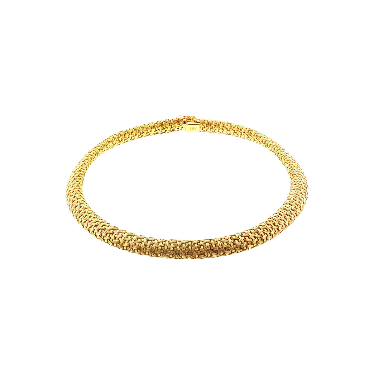 Late 20th-Century 18 karat Yellow Gold 17" Italian Tubular Woven Mesh Necklace