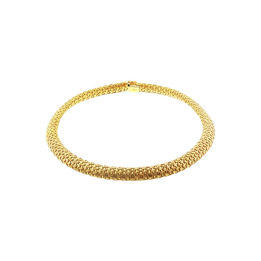 Late 20th-Century 18 karat Yellow Gold 17" Italian Tubular Woven Mesh Necklace
