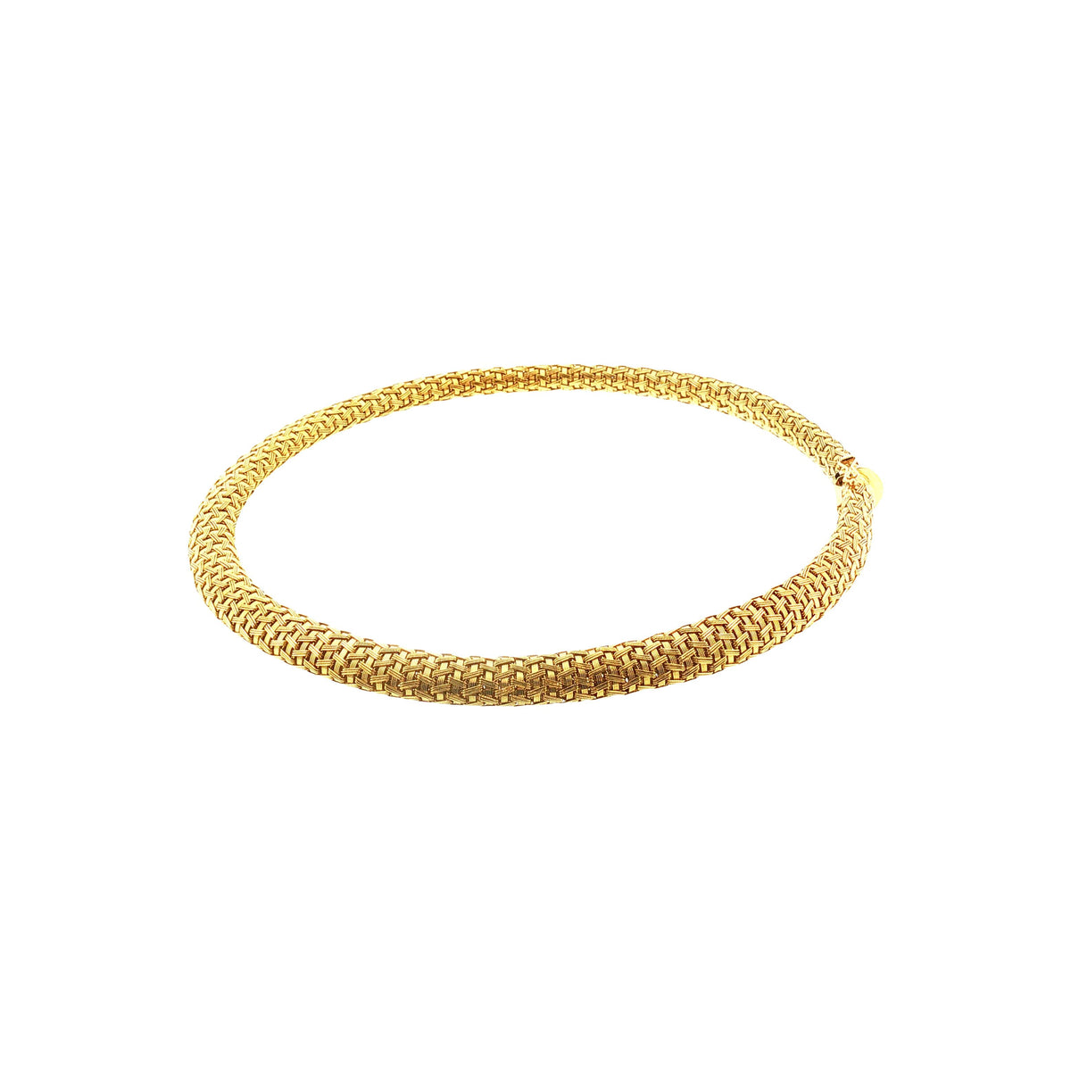 Late 20th-Century 18 karat Yellow Gold 17" Italian Tubular Woven Mesh Necklace