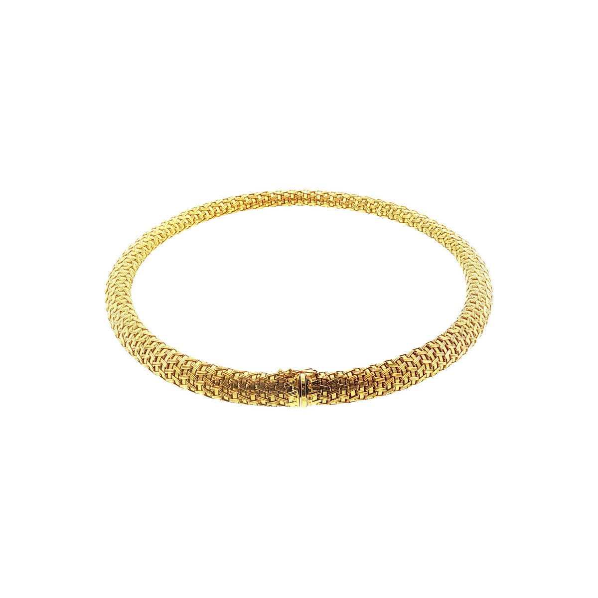 Late 20th-Century 18 karat Yellow Gold 17" Italian Tubular Woven Mesh Necklace