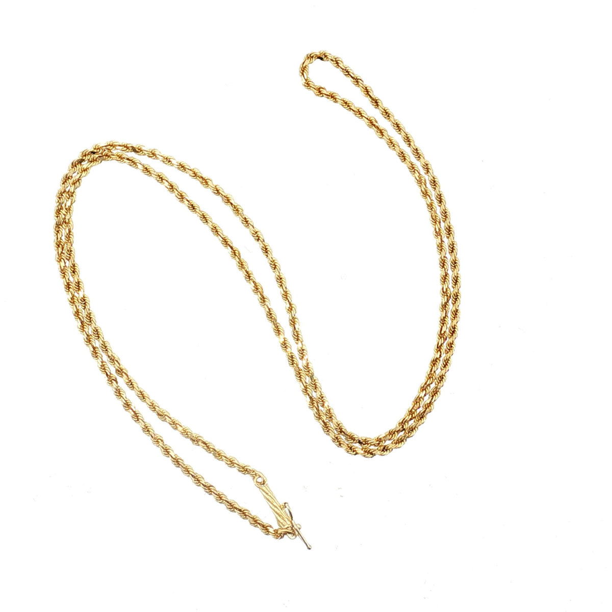 Late 20th-Century 14 Karat Yellow Gold 20" Diamond Cut Rope Chain