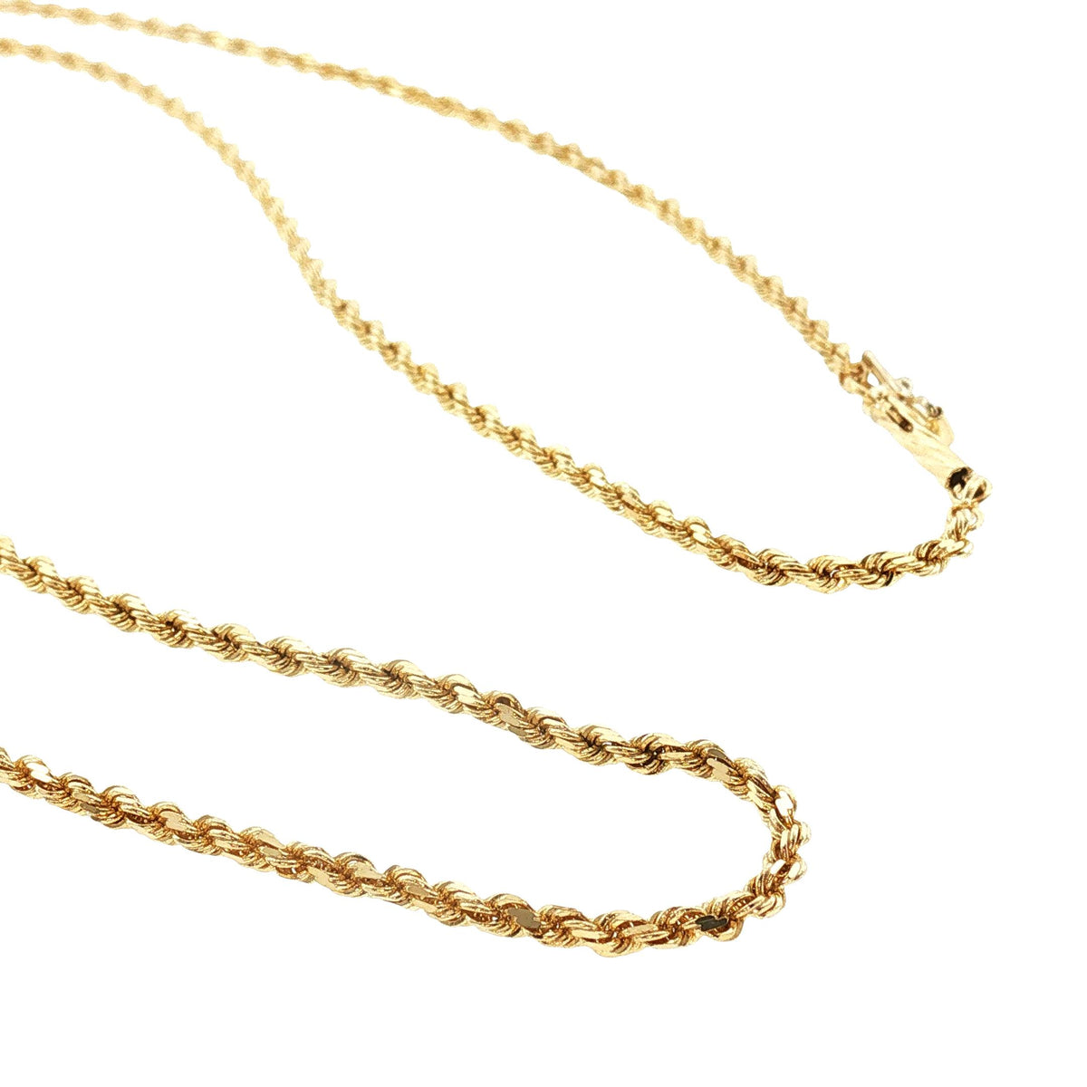 Late 20th-Century 14 Karat Yellow Gold 20" Diamond Cut Rope Chain
