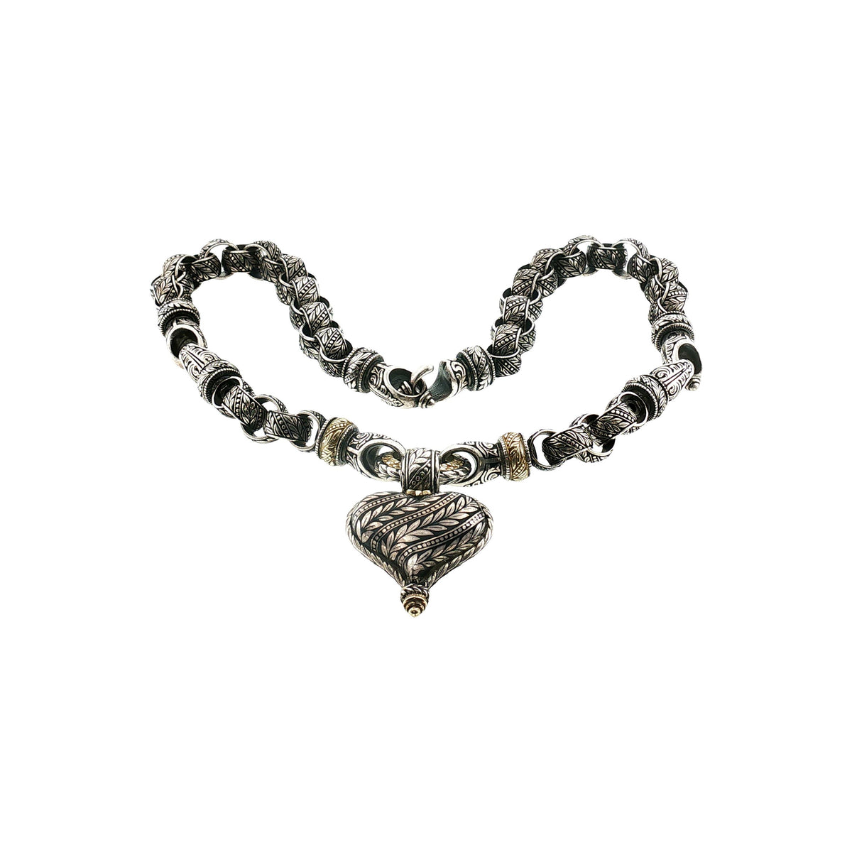 Late 20th-Century Sterling and 18k Bowman Original Reversible Heart Necklace