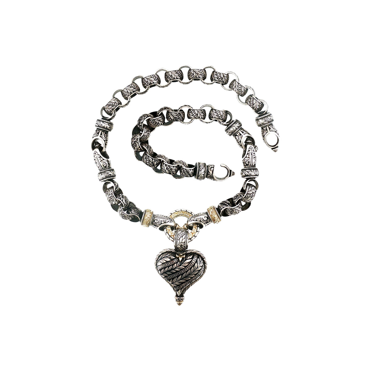 Late 20th-Century Sterling and 18k Bowman Original Reversible Heart Necklace