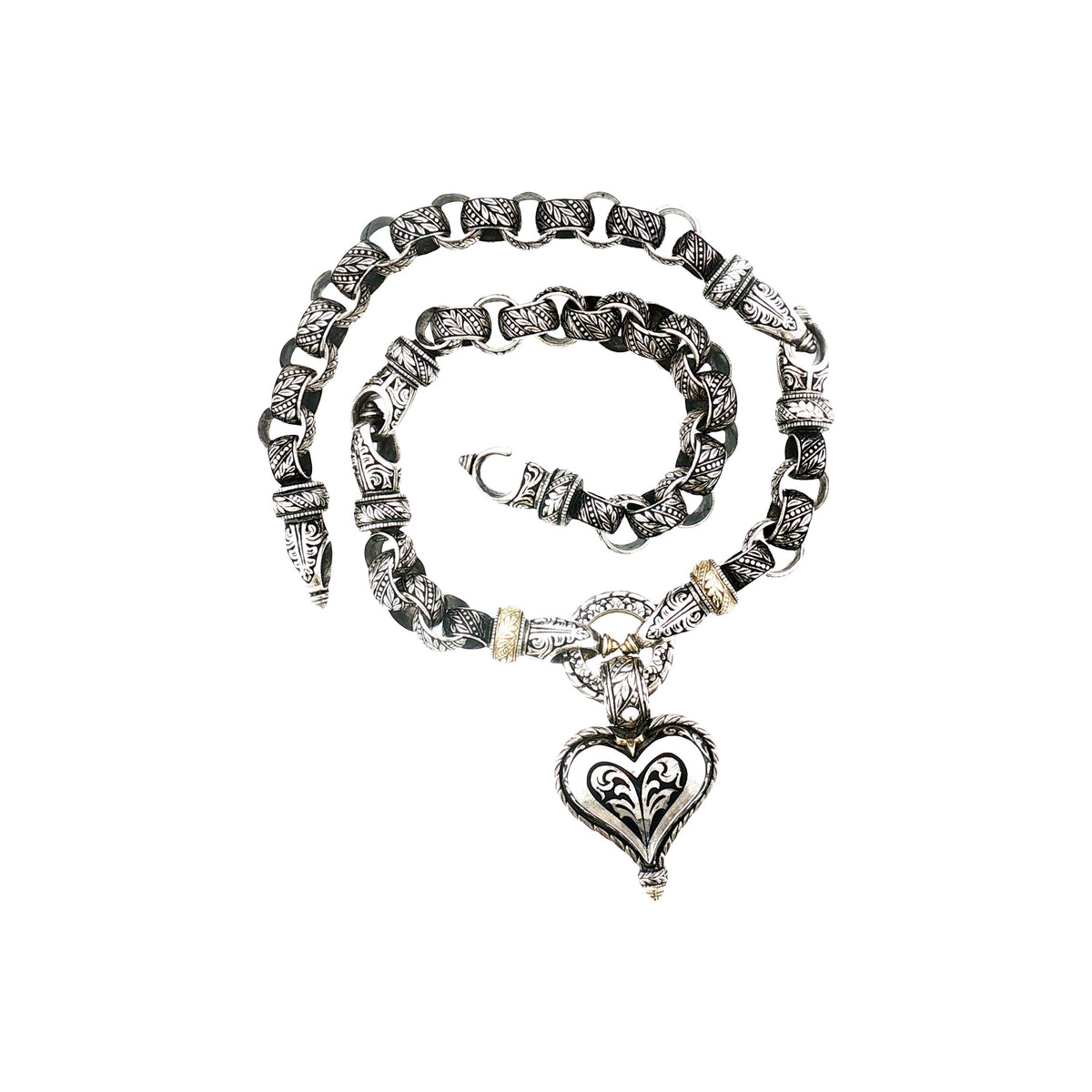 Late 20th-Century Sterling and 18k Bowman Original Reversible Heart Necklace