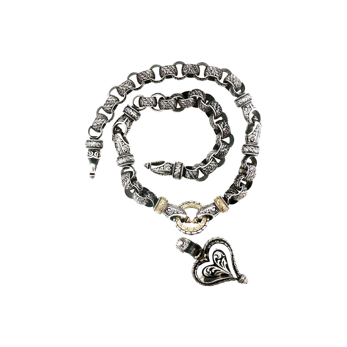 Late 20th-Century Sterling and 18k Bowman Original Reversible Heart Necklace