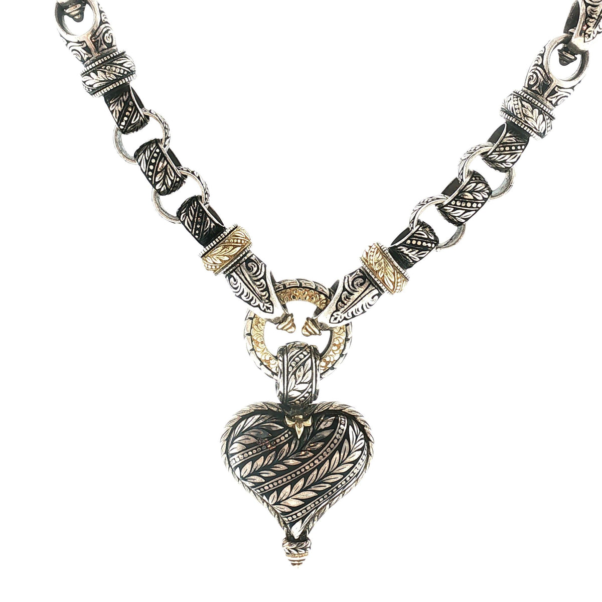 Late 20th-Century Sterling and 18k Bowman Original Reversible Heart Necklace