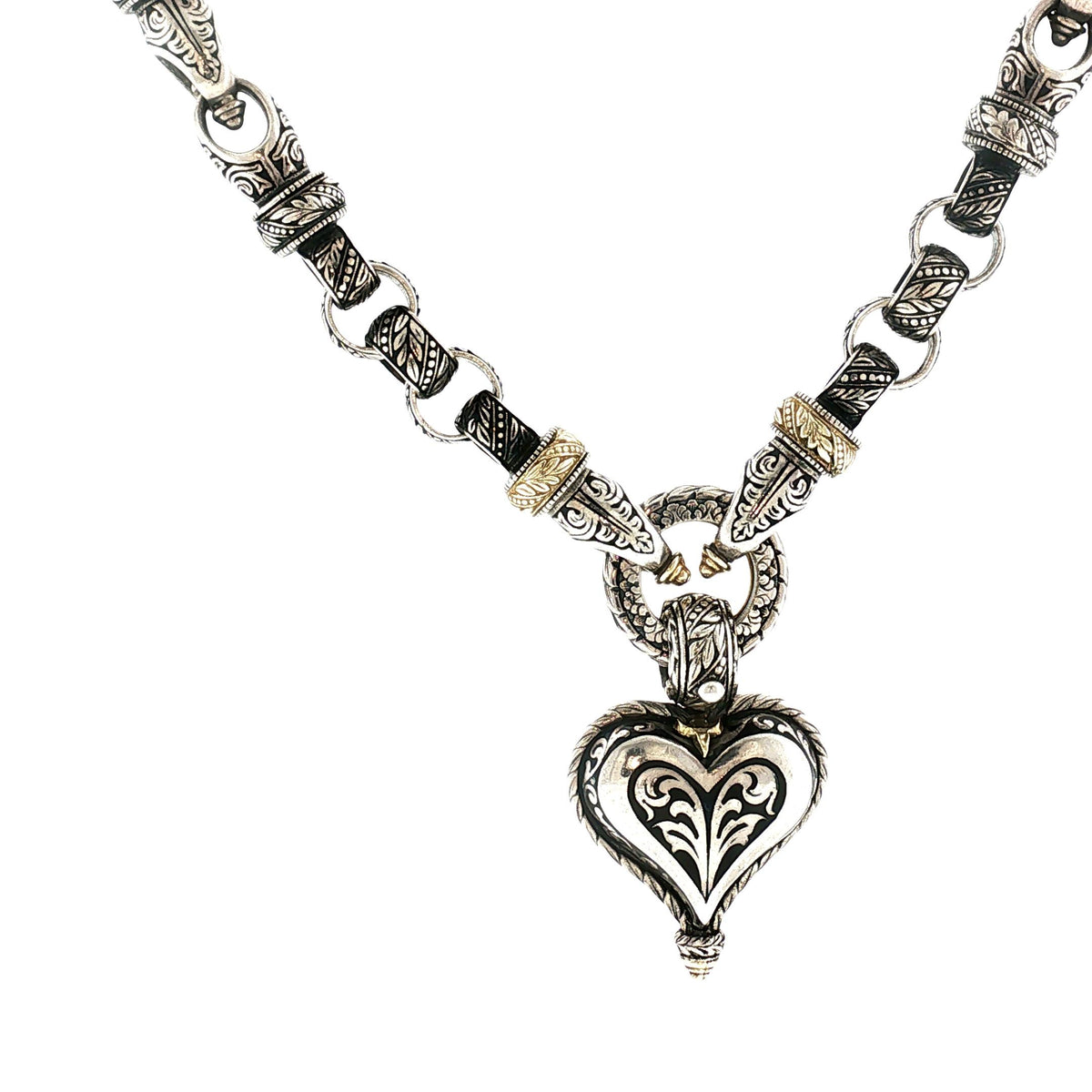 Late 20th-Century Sterling and 18k Bowman Original Reversible Heart Necklace