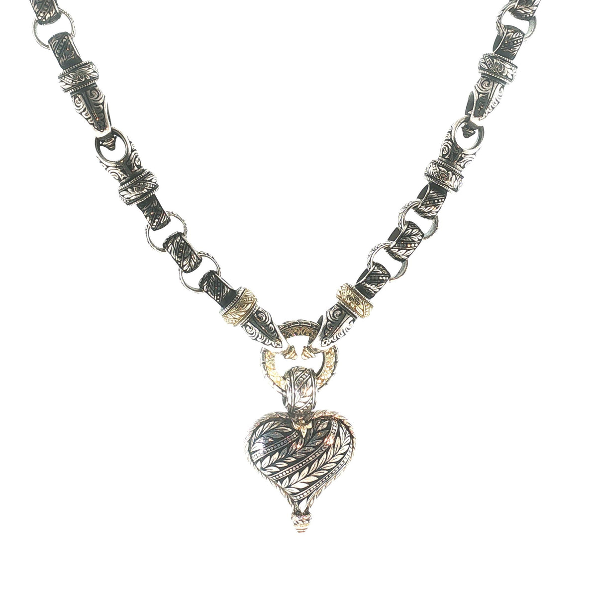 Late 20th-Century Sterling and 18k Bowman Original Reversible Heart Necklace