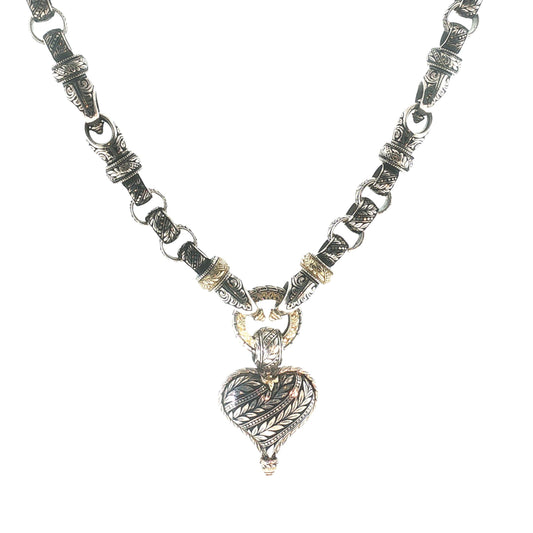 Late 20th-Century Sterling and 18k Bowman Original Reversible Heart Necklace